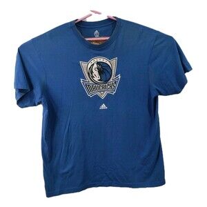 Dallas Mavericks Adidas Men's 2XL Blue Graphic Print T Shirt Stains See Pics